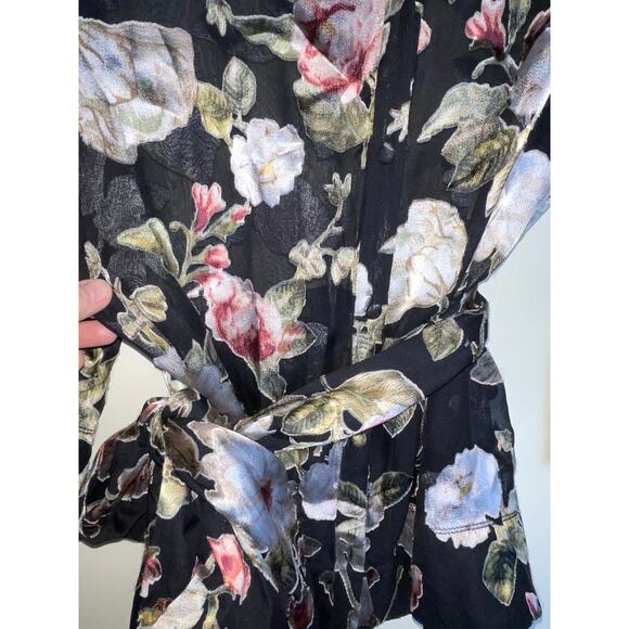 ALICE & OLIVIA ROSARIO Silk & Velvet Top - Size XS - Black Floral - $330 New - Picture 6 of 15